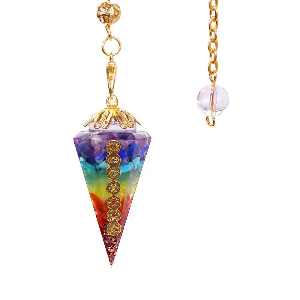 7 Chakra Meditation Pendulum Pendant - Chakra Orgonite