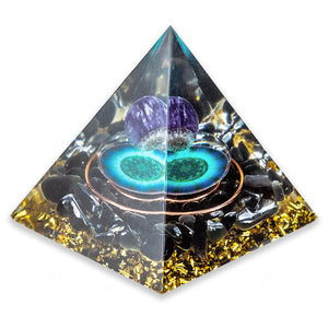 Chakra_Orgonite_Pyramid_Amethyst Crystal Sphere with Citrine and Blue Quartz Orgonite Pyramid_01