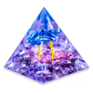 Tree of Life Kyanite With Amethyst Crystal Orgonite Pyramid